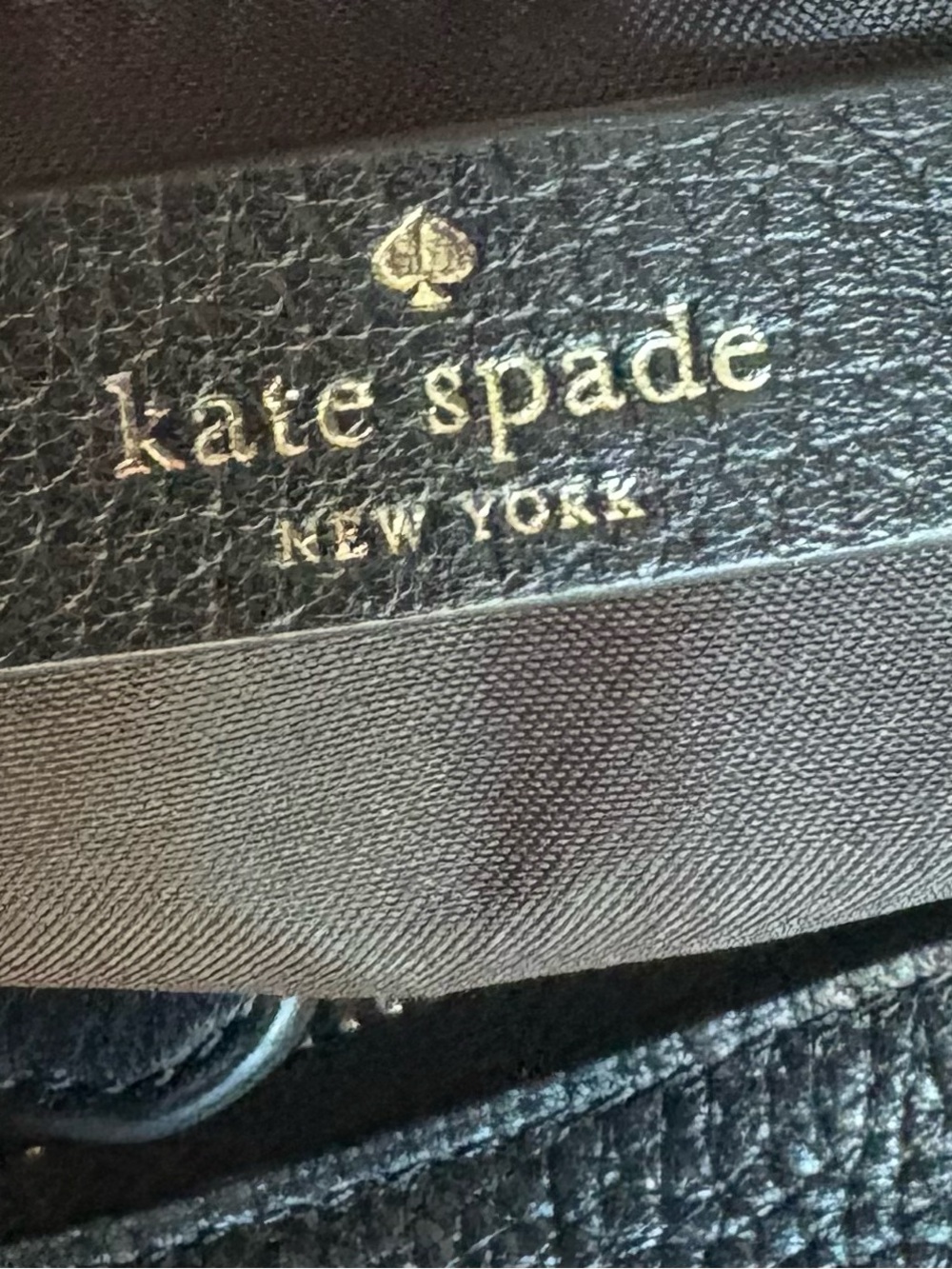 kate spade Black Pebbled Leather Crossbody with Striped Canvas Strap - Picture 3 of 8
